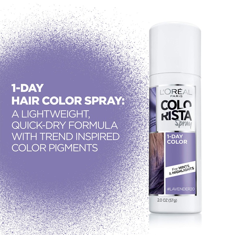 L'Oreal Paris Colorista 1-Day Temporary Hair Color Spray, Pastel Lavender,