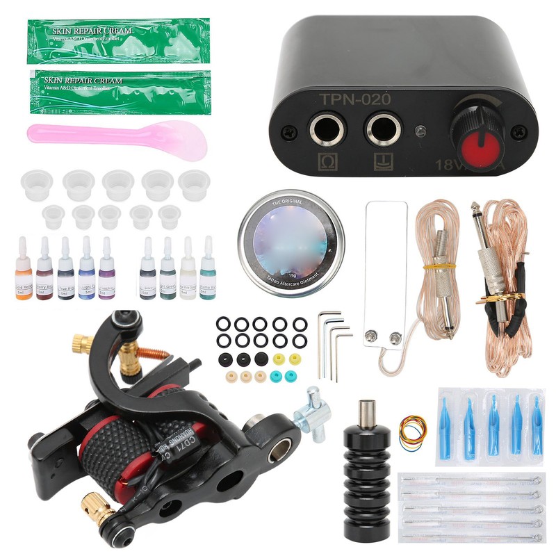 10 Wraps Tattoo Coil Machine Set Mini Tattoo Power Supply