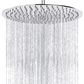 Katezon 16 Inch Rain Shower Head, Large High Flow Stainless Steel Rainfall Shower Head, Ultra-Thin Design, Waterfall Showerhead Universal Wall Ceiling Mount, California Certified