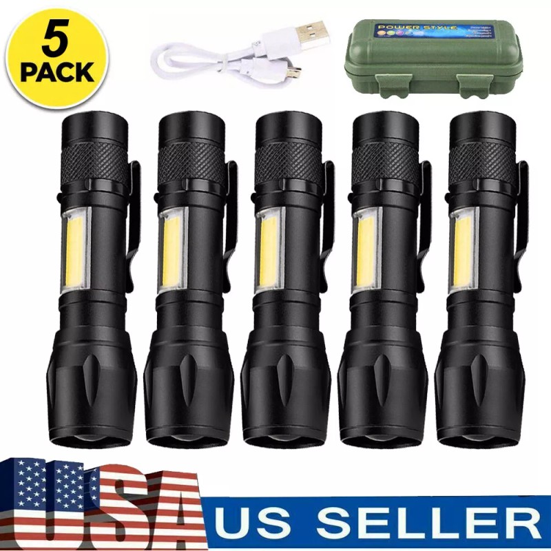 Unbranded 5 Pack Rechargeable LED Flashlight Tactical Police Super Bright