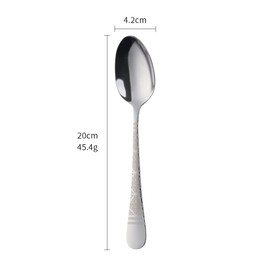 BUYER STAR Dinner Spoons, 18/8 Stainless Steel Dessert Spoons, Classic Flower Pattern Cutlery Spoons Set, Table Spoon for Home, Kitchen or Restaurant, Dishwasher Safe- 7.8 Inch (Silver)
