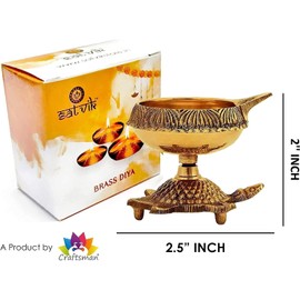 SATVIK Set of 4 - Brass Turtle Kuber Diya – Engraved Floral Design Pooja Diya, Oil Lamp, Tea Light Holder for Mandir, Home Decor, Diwali, Lakshmi Pujan, Housewarming Gift, Kutthu Vilakku, Nilakku