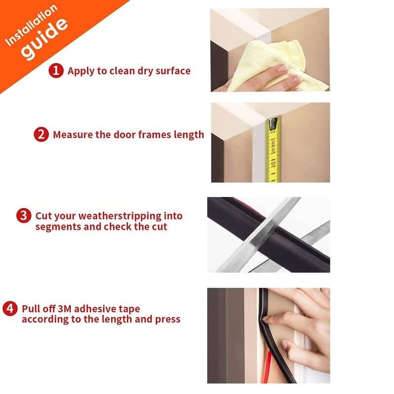 Rubber Weather Stripping Door Seal Strip, Self-Adhesive Door Weather Stripping