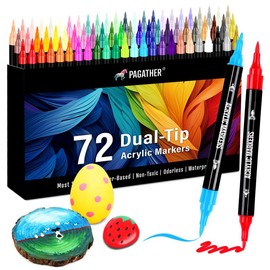 Acrylic Paint Markers, Dual Tip with Fine Tip and Brush Tip Pens for Stone, Wood, Calligraphy, Canvas, Ceramic, Metal, Glass, Rock Painting, DIY Crafts Art Supplies Kit:_120 color