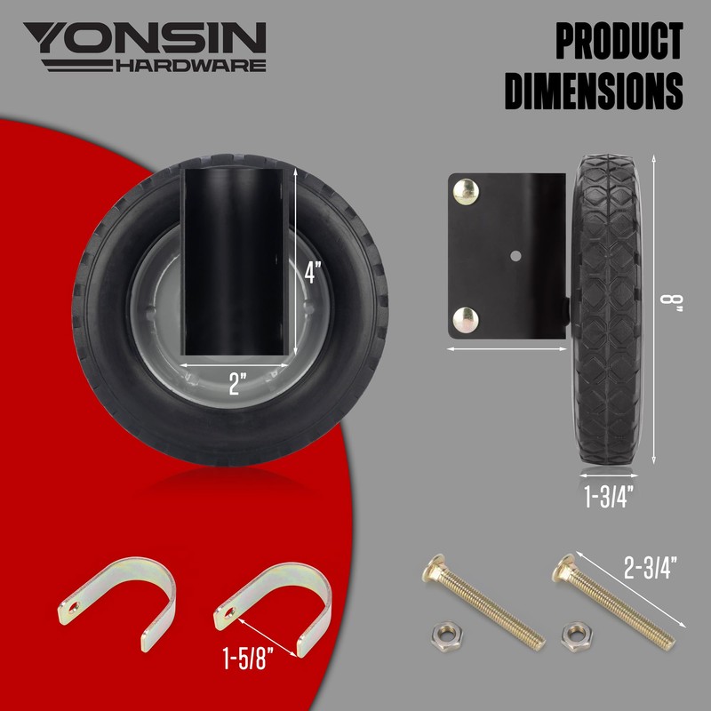 YONSIN 8" Heavy Duty Gate Wheel Caster For Metal Tube