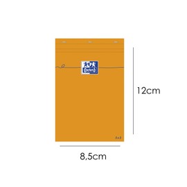 Oxford Pack of 10 Orange Notepads 8.5 x 12 cm Small Squares 5 mm 80 Sheets Stapled Cover Sheet Coated Orange