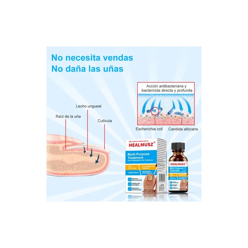 Líquido Antibacteriano De Uñas Grises Para Uñas Enfermas30ml