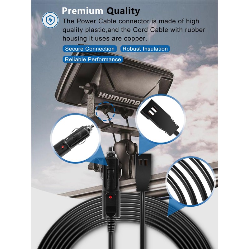 Replacement for Humminbird 720105-1 12V-DC Port Power Cord Compatible with