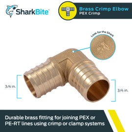SharkBite 1 Inch Crimp 90 Degree Elbow, Brass Plumbing Fitting, PEX Pipe, PE-RT, UC260LFA