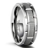 Greenpod 8mm Tungsten Carbide Rings for Men Silver Brick Pattern