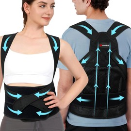 BraceBull Posture Corrector for Men and Women, Upper Back Support Brace with Adjustable Shoulder Straps for Comfortable Posture Training – Invisible Under Clothing (Large)