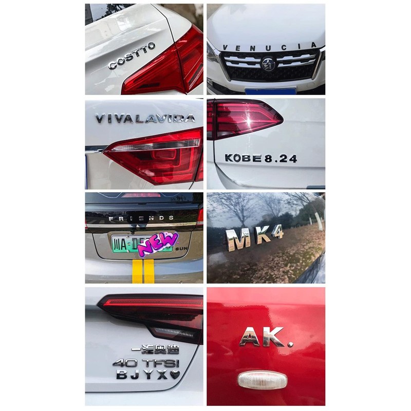 LUMIMAN 3D Molded Emblem Sticker Alphabet Numbers Letters Dots -