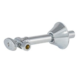 Eastman Quarter-Turn Straight Stop Valve with Extension Tube, 1/2 Inch Nom. Sweat x 3/8 Inch OD Compression, Chrome Plated, 10746LF