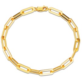 SugarTang Paperclip Bracelet for Men Women,18k Gold Plated 925 Sterling Silver Italian 4.5mm Solid Diamond Cut Paperclip Link Chain Bracelet Jewelry (6.5inch/Gold)