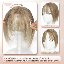 Hair Topper Hair Toppers for Women Real Human Blend Ash Blonde Hair Pieces for Women with Thinning Hair Human Hairtoppers with Bangs