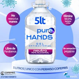 Gel Antibacterial Para Manos 5lt Calidad Premium Cofepris