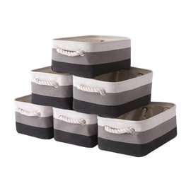 Small Storage Baskets for Shelves,Fabric Storage Baskets for Closet,Rectangular Collapsible Baskets for organizing Clothes,Books,Gifts