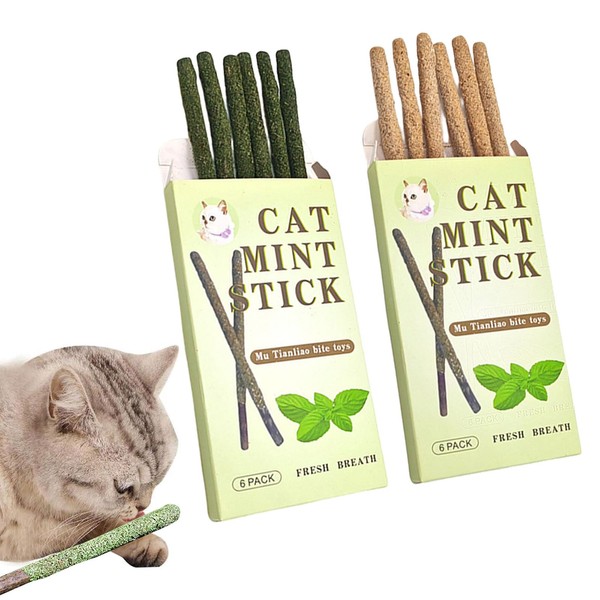 Katzenminze Sticks,12 Stück Matatabi-Kausticks,Matatabi Stick Katze,Catnip Sticks