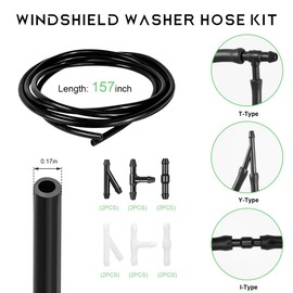 BWBWND 12PCS Windshield Washer Hose Kit, 4 M Rubber Washing Fluid Hose with I/T/Y Type Tube Connector, Universal Car Windshield Washer Tubing Kit for Most Vehicles, Car Accessories