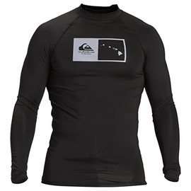 Quiksilver Mens Snug Fit Long Sleeve UV Protection Rashguard - Hi Double Down Ls (Black, 3X-Large)