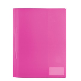 HERMA 19491 File Folder A4 Translucent Pink Pack of 3 Plastic Folders with Labelling Label, Slip Pocket & Metal Stapling Tongue, Sturdy Plastic File Folder Set for School and Office