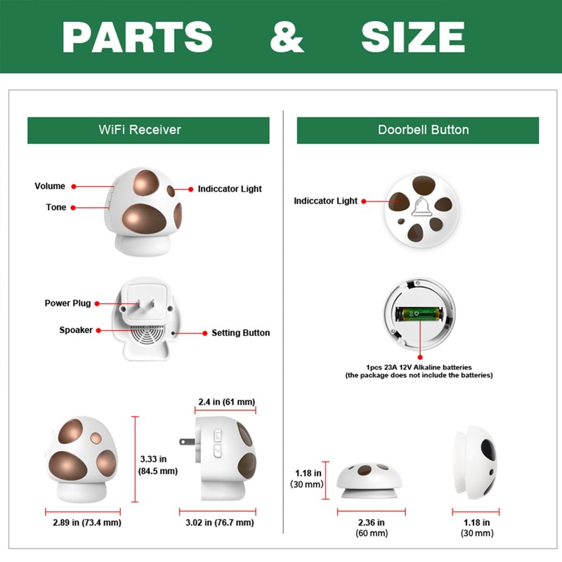 HTZSAFE Wireless Doorbell, Loud Enough 5 Volume Levels, 35 Chimes,
