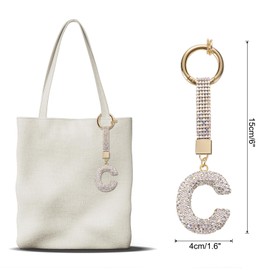 uxcell Alphabet C Letter Bag Charm Rhinestone Initial Alphabet Letters Charm Accessories for Keychain Bracelet Wristband Necklace Jewelry Making Bags, White