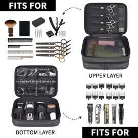 Hair Clipper Case Barber Bag Double Layer Large Capacity Organizer for Clippers, Guards, Scissors & Accessories, with Transparent Pouch, Portable Professional for Barbers & Stylists (Box Only)