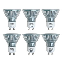 Cinsenten GU10 Halogen Bulb for Candle Warmer Lamp Replacement 50W 120V 110V, GU10+C 2 Pin Halogen Light Bulbs with Glass Cover Dimmable Warm White 650LM (Warm White 6-Pack)