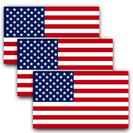 Anley 5 X 3 inch American Flag Decal - Patriotic Stars Reflective Stripe US National Flag Car Stickers - Support Military (3 Pack)