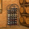 35 Bottle Wrought Iron Wine Rack Cabinet Black with Lock
