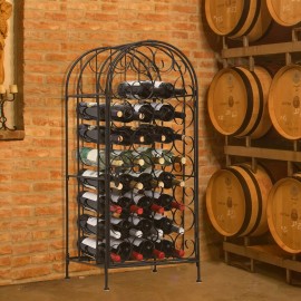 35 Bottle Wrought Iron Wine Rack Cabinet Black with Lock for Home Furniture Wood Panel StyleTitle: Default Title