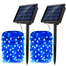 Each (33 ft & 66 ft 2 PCS), (40 ft & 80 ft 1 PCS), JosMega Upgraded Larger Solar Powered Fairy String Lights 8 Mode Twinkle Lighting Outdoor Waterproof Auto On/Off, Christmas Decoration