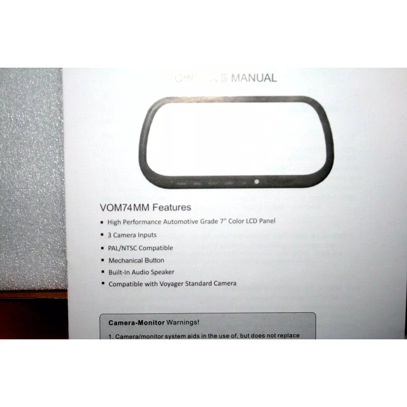 ASA Electronics VOM74MM Rearview Mirror Monitor with Wiring Harness &