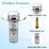 2PCS Universal Bathroom Sink Stopper with Hair Catcher, Pop-Up Drain