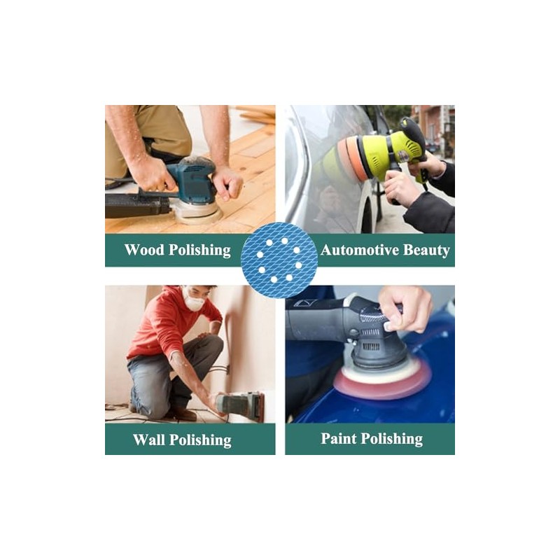 HOTCKB Sanding Discs 180 mm Velcro Sanding Paper 8 Holes
