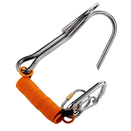 TiTo 1pcs Scuba Diving Hook, Titanium Alloy Scuba Double Diving Diving Double Hook Reef Drift Hook with Line and Hook for Current Dive (Orange, Double Hook)