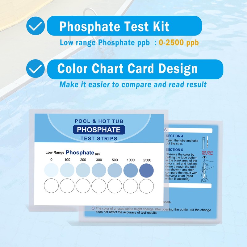 GAOQSEMG Phosphate Test Kit,Pool Hot Tub Phosphate Test Strips for