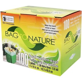 Biodegradable and Compostable Mini Kitchen Garbage Bags for Countertop Food Waste Compost Bins (by Bag-To-Nature, 100 Count)