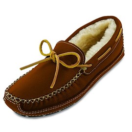 Minnetonka Mens Sheepskin Moose Slipper Carmel Size 10