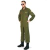 KarnevalsTeufel Combat Pilot Olive Green Overall for Men with Glasses