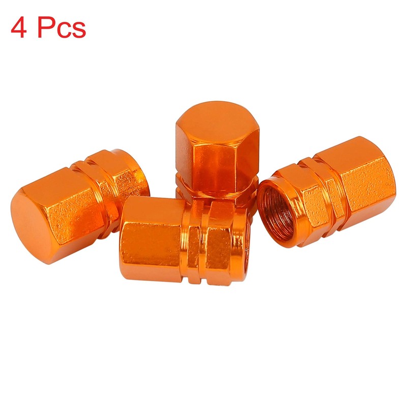 X AUTOHAUX 4pcs Orange Tire Stem Valve Caps Wheel Valve