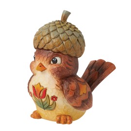 Enesco Jim Shore Heartwood Creek Miniaturfigur Erntevogel mit Eichelhut, 7,1 cm, mehrfarbig