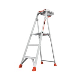 Little Giant Paint Pro 60" Silver Aluminum Step-Ladder with Rotating Workstation Tray and Extra-Large Standing Platform