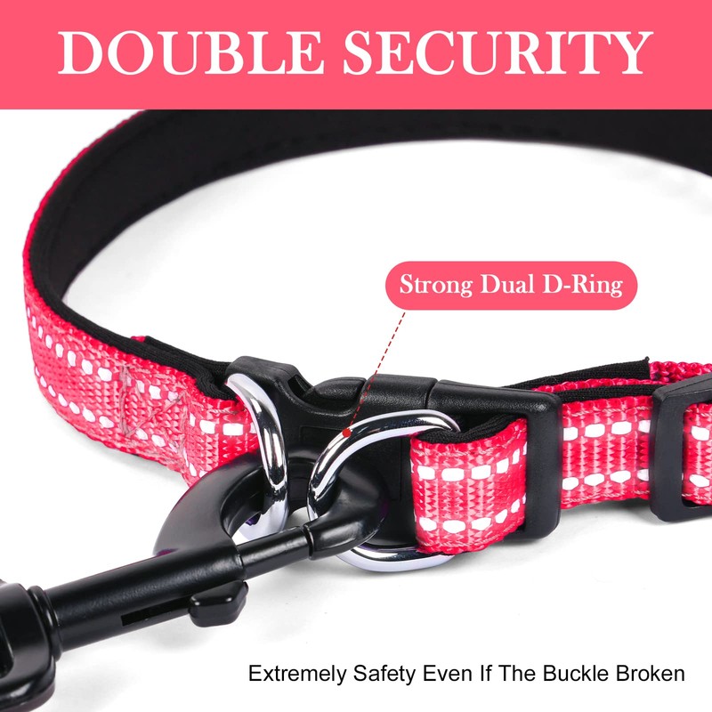 AUAUY Reflective Nylon Dog Collars, Double Security Adjustable Classic Pet