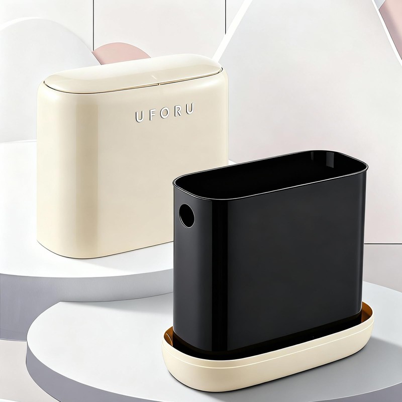 UFORU Bathroom Trash Can, 3.2 Gallon Slim Trash Can with