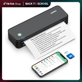 JADENS Portable Printers Wireless for Travel, Support 8.5" X 11" US Letter, Bluetooth Thermal Printer Inkless Mobile Printer for Office Home:_US Letter 200 Sheets
