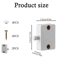Tabanzhe Cupboard Door Switch-2 Pack Cupboard Door Light Switch 1A 250V Auto Light Control Switch Push to Break Light Door Switch for Cabinet Wardrobe Doors(White)