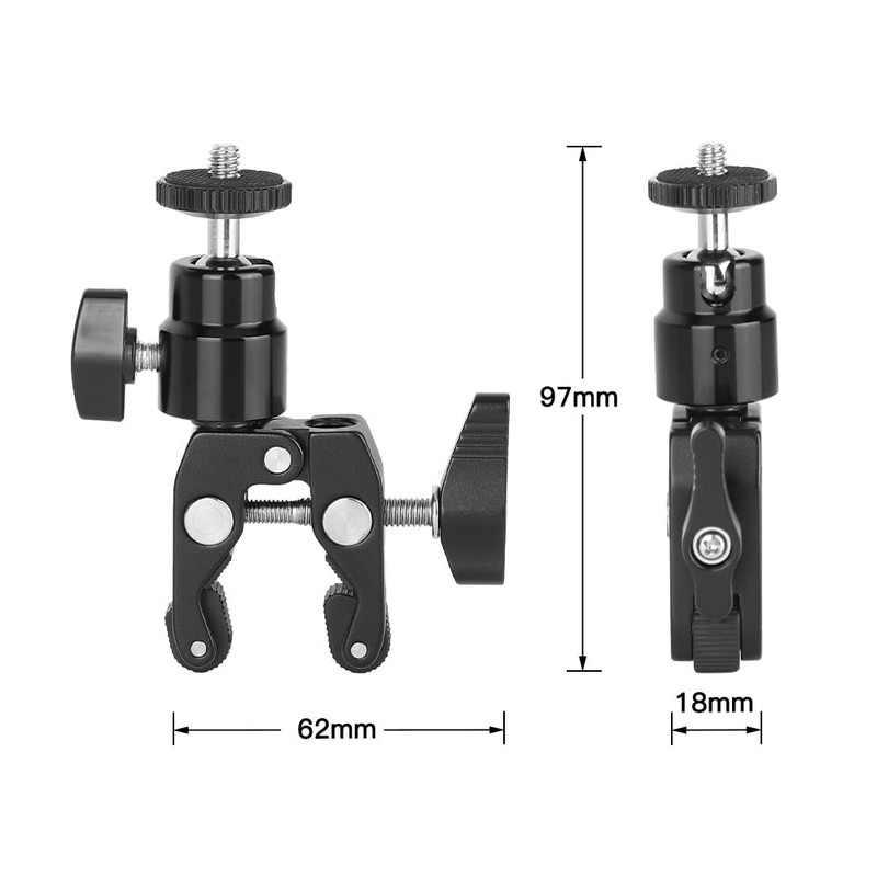 SZRIG Super Clamp with 1/4"-20 Mini Ball Hand for Camera