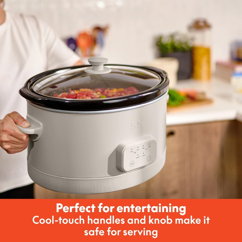bella 6.0 Qt Programmable Slow Cooker, Ceramic Nonstick Coating, Adjustable